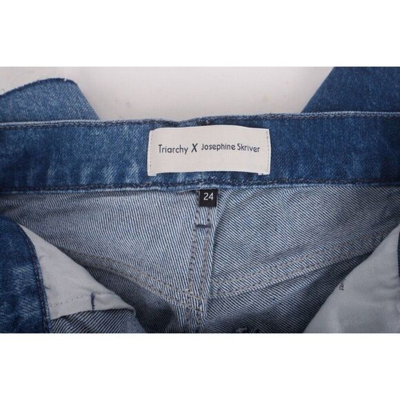 Triarchy Josephine Skriver Two Tone Denim Shorts Indigo XS EU 24 JSXT002 New - Picture 8 of 8
